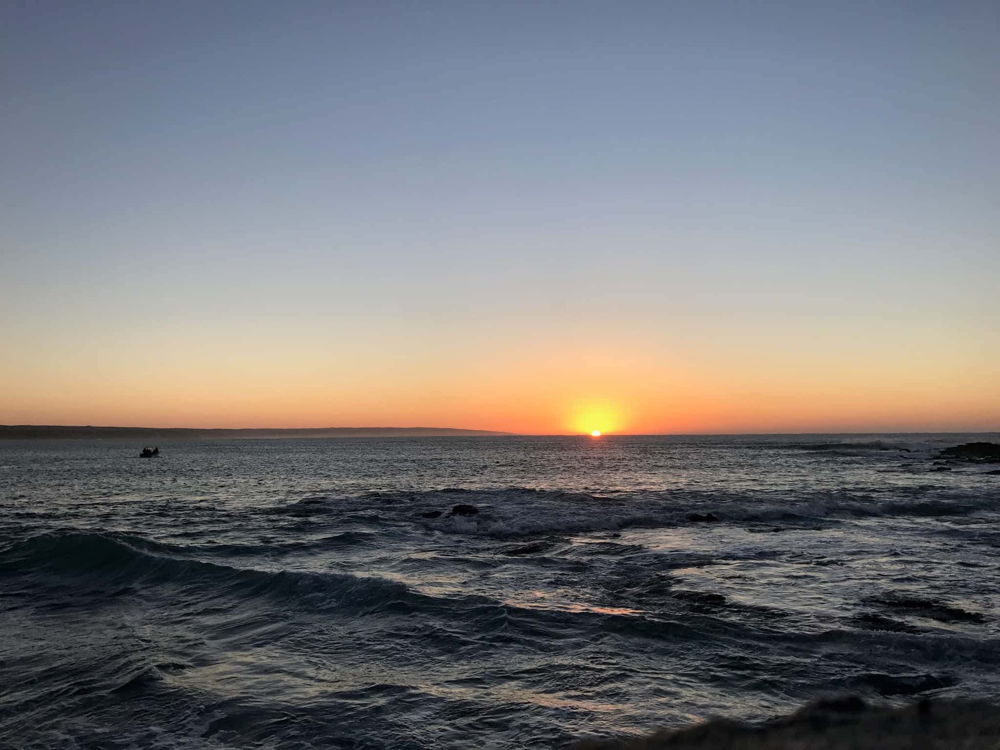 The sun setting over the sea at Stilbaai.