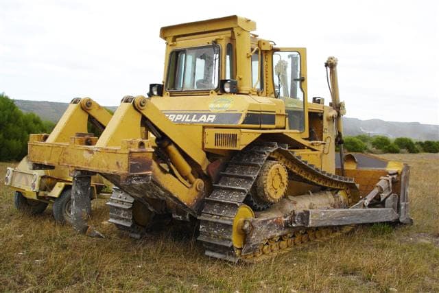 The 70-ton bulldozer and ripper that opened up the soil for the olive orchard in 2008.