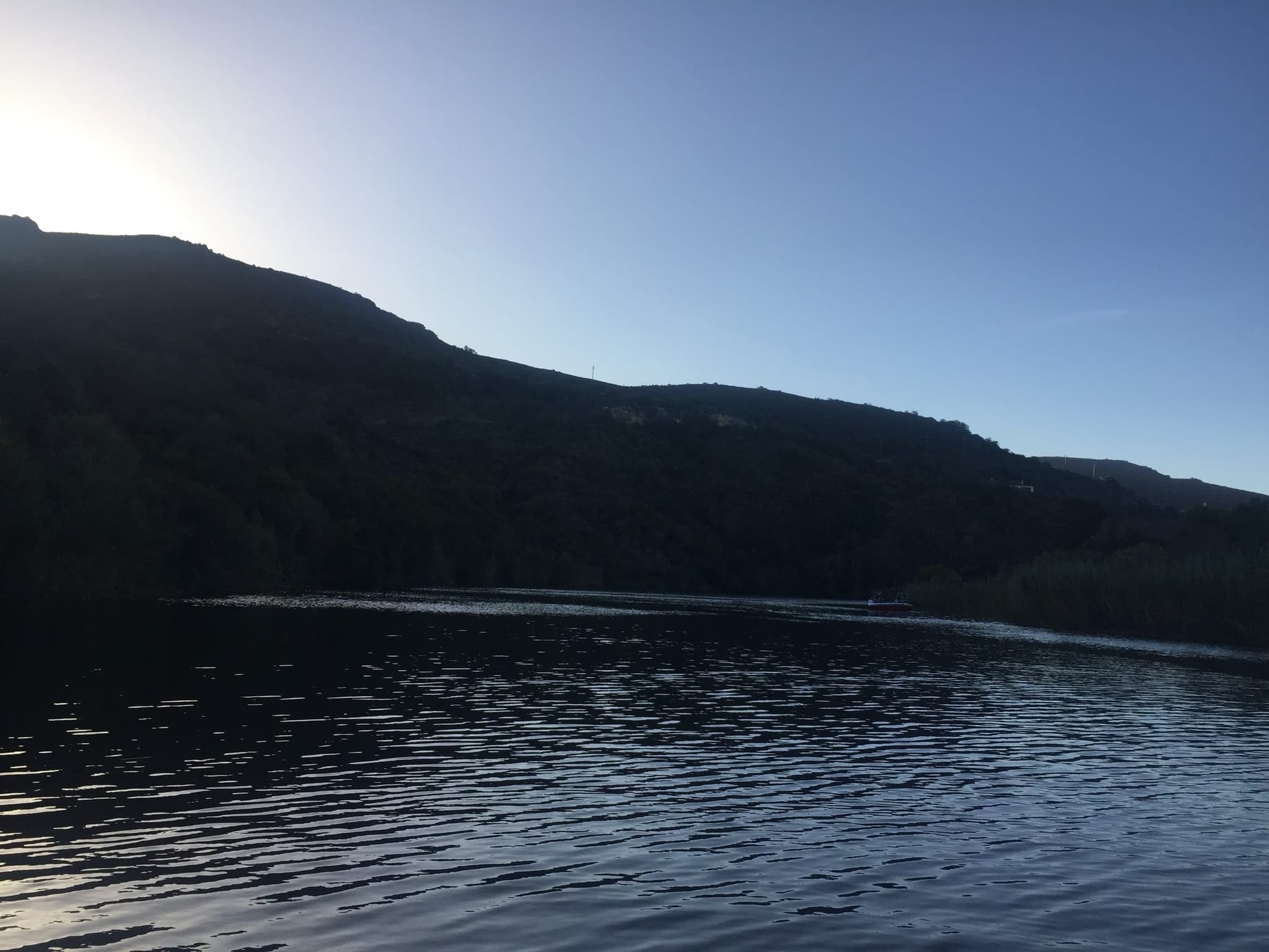 Evening in the wooded gorge of the Goukou, upriver from the farm.